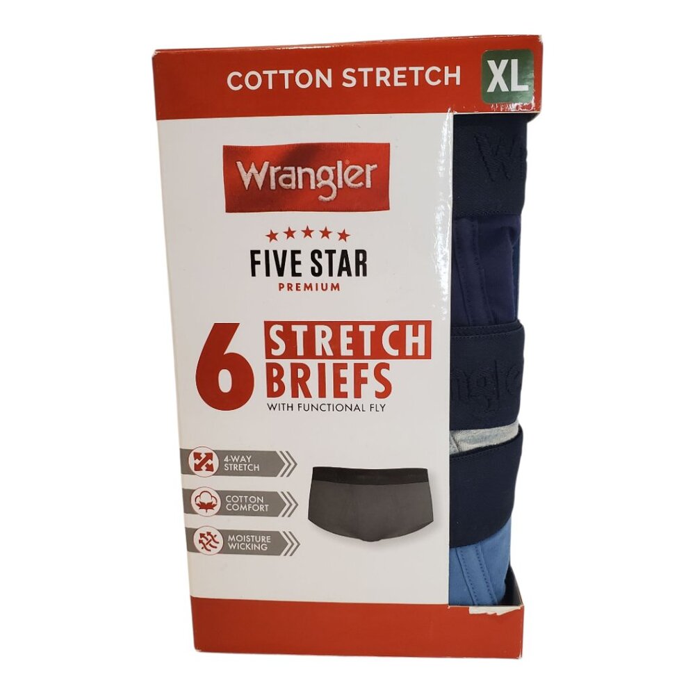NEW WRANGLER SZ XL (40-42) Men's Cotton Stretch Brief Set, Briefs Underwear 6 pk